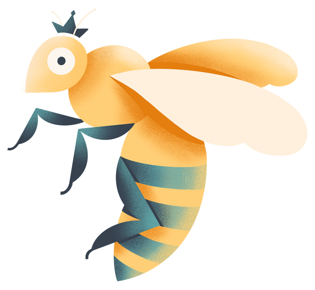 Illustration of a bee with a crown