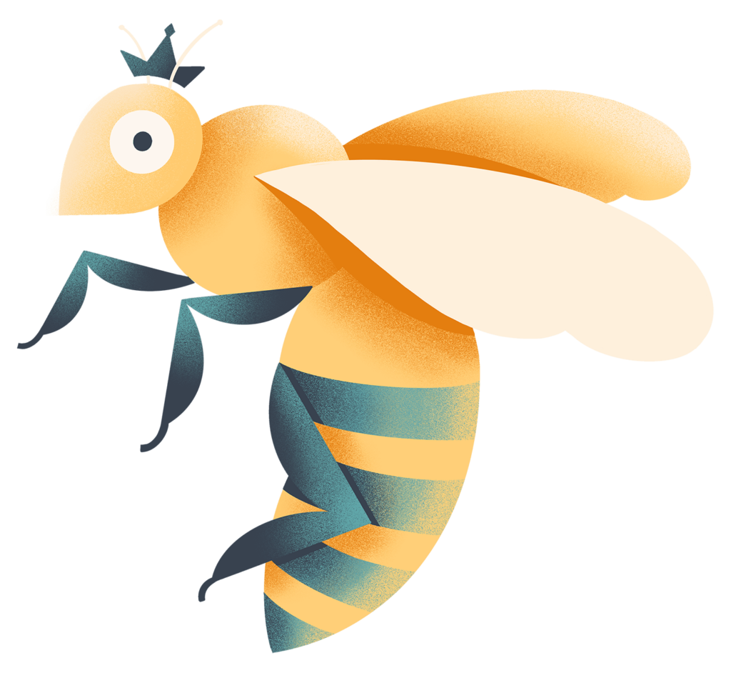 Illustration of a bee with a crown