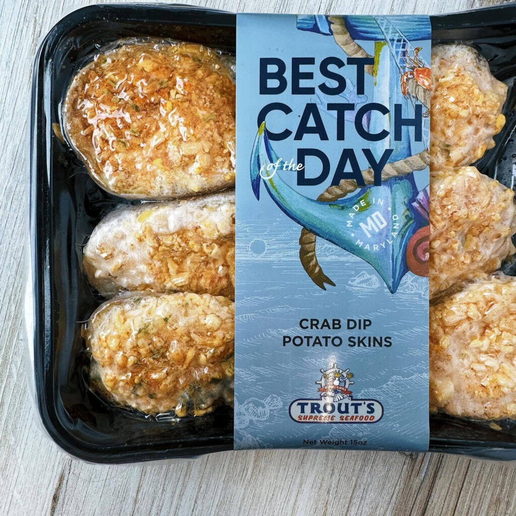 Crab Dip Potato Skins Seafood Package Design