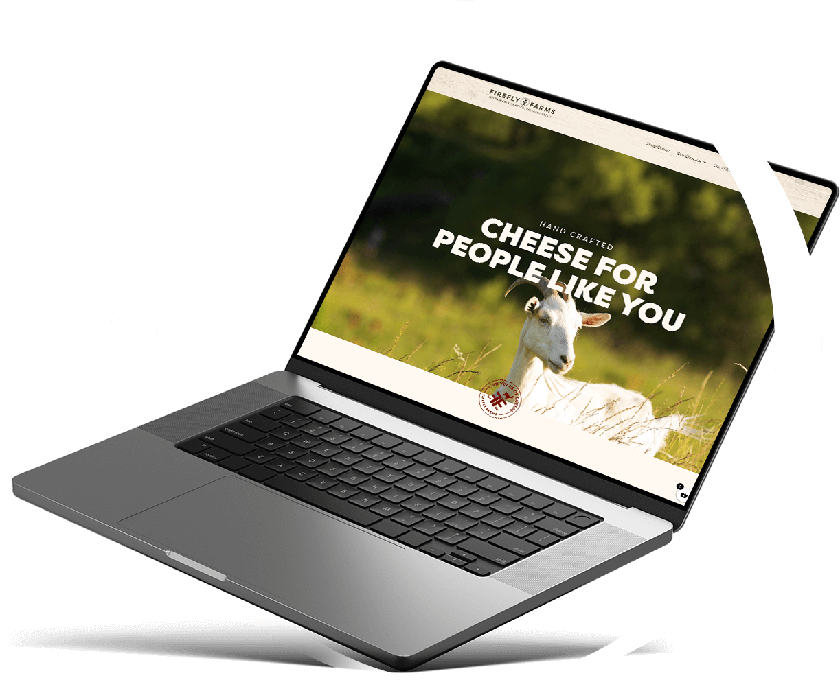 A sleek, high-performing website interface displayed on a laptop
