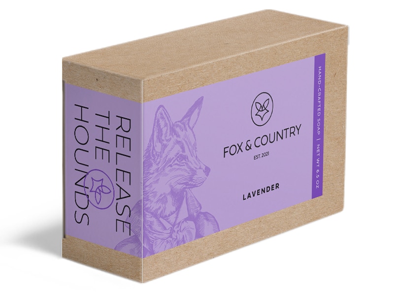 Fox & Country Bar Soap Packaging - Lavender