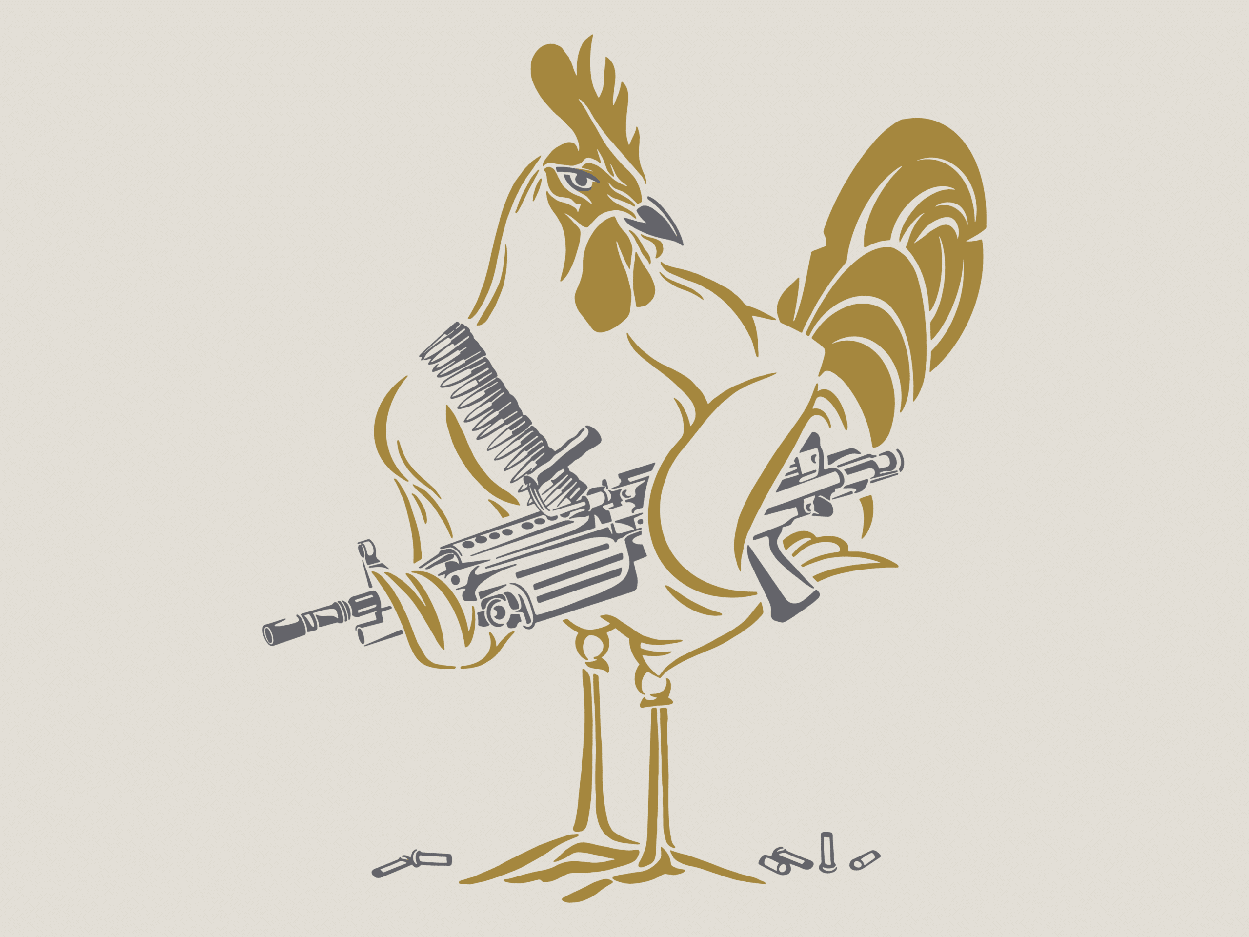 The Machine Gun Nest Rooster Illustration
