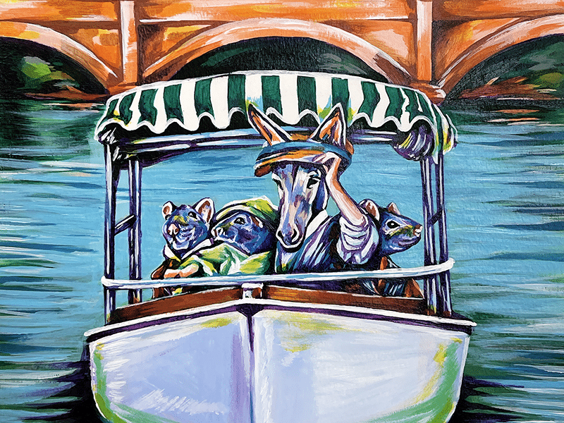 Mischief and the Mule Canal Painting