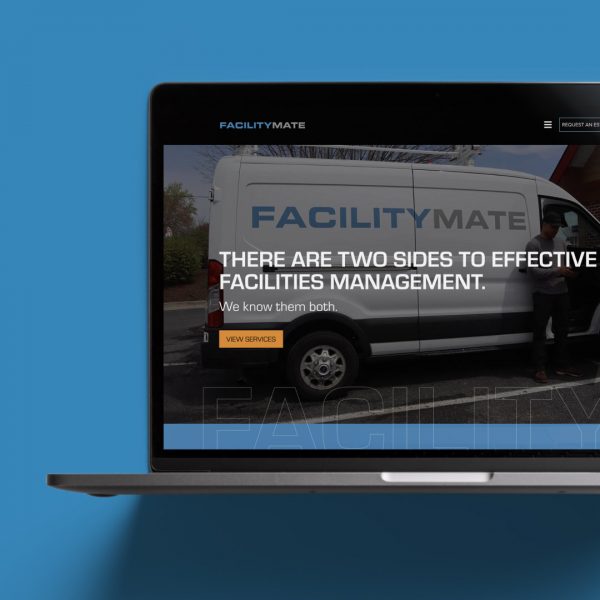FacilityMate: Custom WordPress web design for FacilityMate displayed on a laptop, featuring a high-performance, responsive layout.