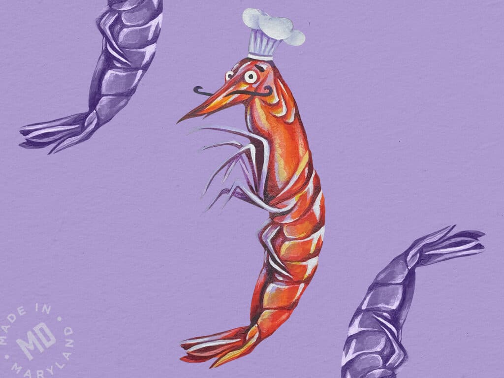 Custom hand-painted shrimp illustration