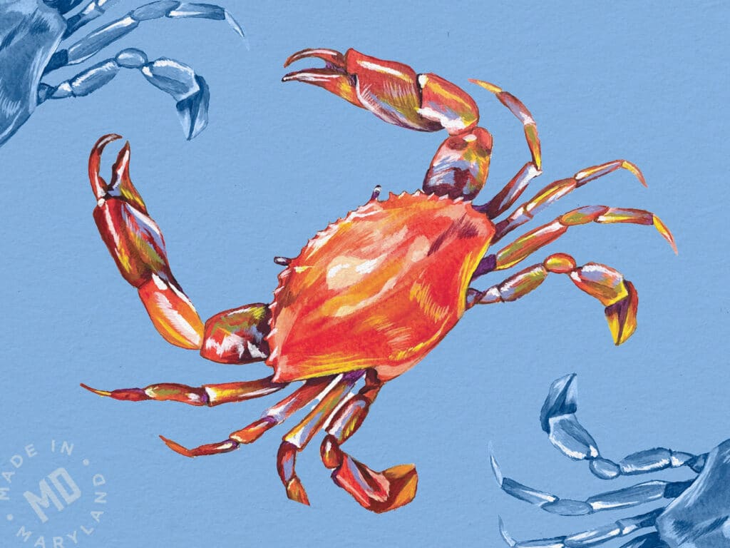 Custom hand-painted crab illustration