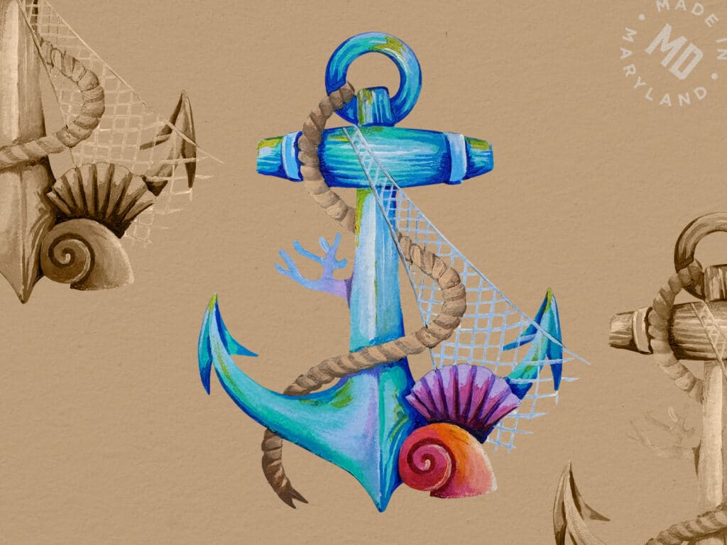 Custom hand-painted anchor illustration
